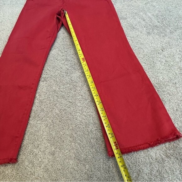 Anthropologie Pilcro and the Letterpress Coral Red Script Faded Crop Raw Hem 30 - Picture 16 of 16